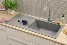 Évier De Cuisine Encastré Granit Mineralite 100 X 50 Béton Gris Respekta Denver