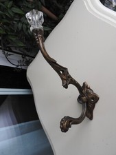 Ancien porte manteaux chapeaux patère vestiaire fonte bouton cristal verre 1900