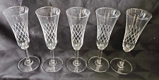 Vintage 5 flûtes à champagne en cristal gravures givrées croisillons