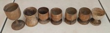 7 Coquetiers en bois. Oeufs à la coque. Années 50