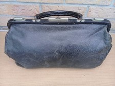 Sacoche ancienne de médecin en cuir intérieur/extérieur Long 36cm