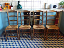 SUITE 4 CHAISE PAILLE BRUTALISTE-VINTAGE-DESIGN 50-60-DLG PERRIAND-BAUCHE-ROBERT