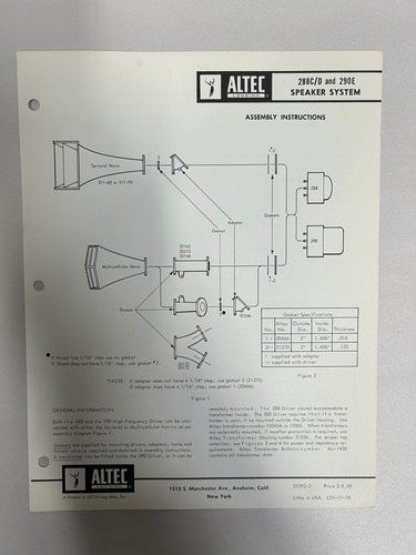 Vtg original altec 288c 288d - original,