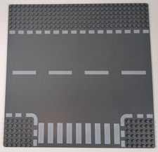 LEGO 44341px2 Plaque, Baseplate 32x32 Road Route, T Intersection