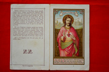 image pieuse 1896 Soc. St Augustin Sacré-Coeur Jésus gothique enluminure santino