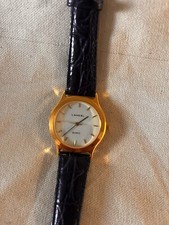 Montre LANCEL Quartz Paris-Plaqué Or, Bracelet Cuir Bleu Marine-jamais portée