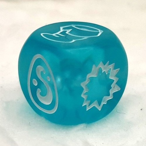 Dé transparent bleu - dé, [dé