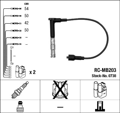 Ngk 0738 ignition cable - cable, kit