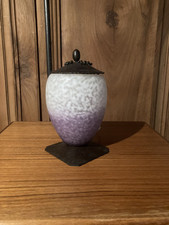 Lampe art déco fer forgé veilleuse Tulipe pâte de verre signé Schneider