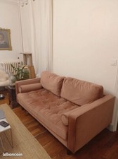 Canapé 2 places velours rose