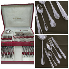 Ménagère SAINT MEDARD 61 Pièces  Métal Argenté COUVERTS de Table Ecrin Art Déco