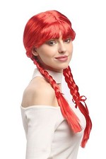 Perruque Femmes Carnaval Cosplay Carnaval Tresses Tressée Écolière Rouge