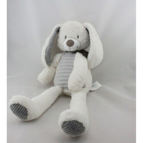 Doudou lapin blanc gris - , a