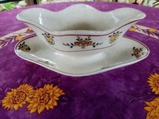 Saucière ancienne Terre de Fer Faience de Salins E. Charbonnier Modèle Flora