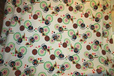 Coupon de tissu vintage, jersey année 70, motifs géométriques fluo