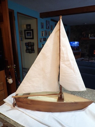 Vintage large wood boat - large,