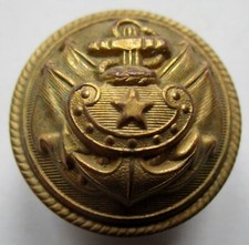 Bouton bombé métal doré à l'ancre de Marine entourée de drapeaux Vice Amiral GM