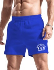 Homme Shorts de Sport athlétisme Bodybuilding Shorts Poche 5“ Coton Bleu M