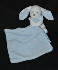 ?DOUDOU ET COMPAGNIE DC3338 lapin blanc mouchoir nœud bleu boîte TTBE