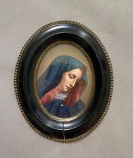 Vierge, Gravure rehaussée de peinture, gravure ancienne, Cadre Napoléon III