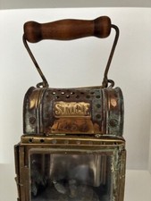Lampe lanterne ancienne SNCF numérotée en cuivre et verre