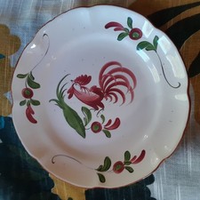 Assiette Ancienne Polychrome Vieux STRASBOURG FLEURS ET COQ