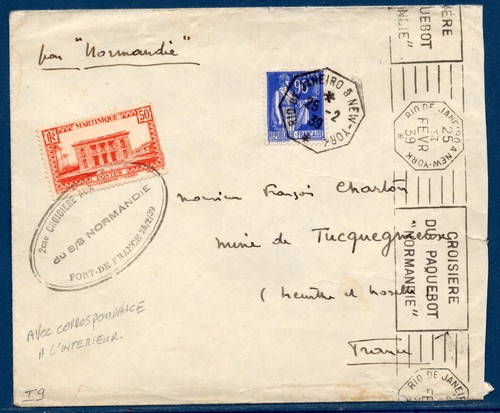 Lettre paquebot normandie - lettre, +