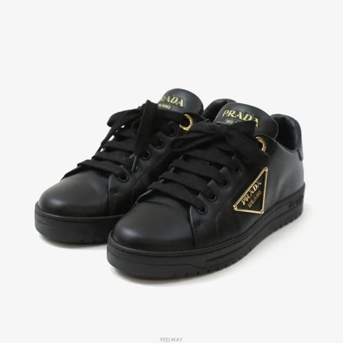 Prada leather sneakers black - leather,