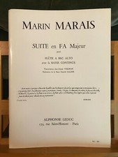 Marin Marais suite Fa majeur pour flûte a bec et basse continue partition Leduc