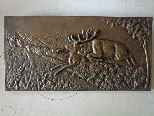 Plaque bronze scène de - plaque,