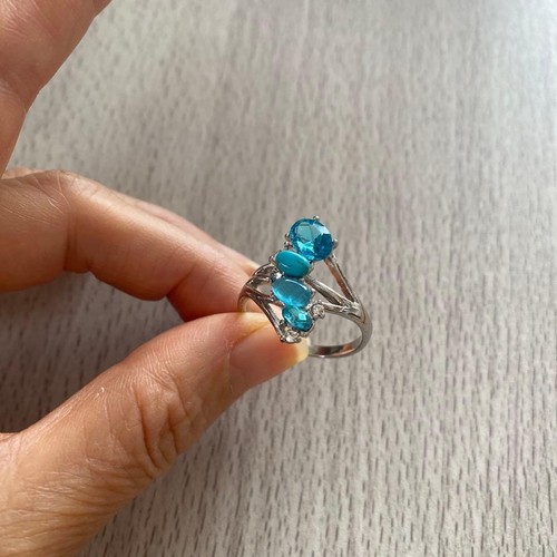 Bague ligne bleue topaze - -,