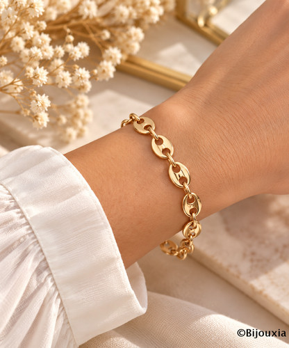Bracelet maille grain - maille, café