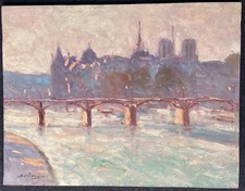 "Le Pont des Arts à Paris" huile isorel signée SALVAGGIO