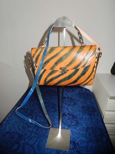 Ancien sac cuir beige - sac, bleu