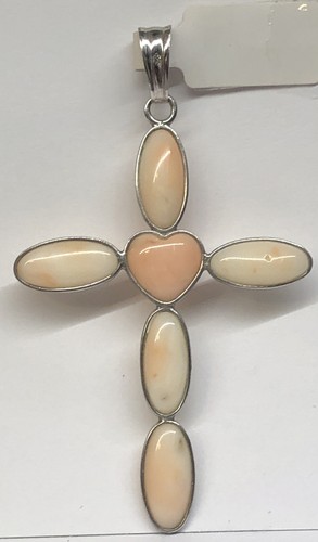 Croix corail rose argent - rose,