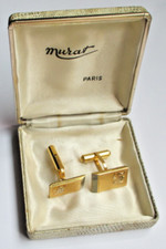 Ancien coffret boutons de manchette MURAT poinçon plaqué or argent bijou vintage