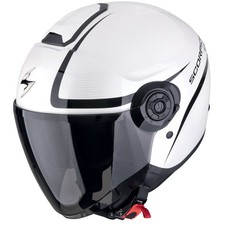 Casque jet Scorpion Exo-City II Intercity noir/blanc casque de moto visière...
