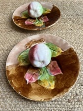 2 ASSIETTES BARBOTINE TROMPE L’OEIL  POMMES Orchies