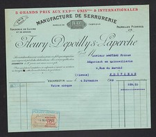 ESCARBOTIN (80) USINE de SERRURERIE ,FONDERIE "FLEURY ,DEPOILLY & LAPERCHE" 1919