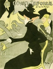 "DIVAN JAPONAIS" Planche originale entoilée Litho TOULOUSE-LAUTREC 1892  24x30cm