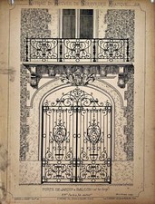 Planche architecte Porte de jardin et balcon en fer forgé