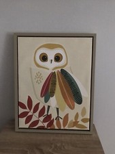 NEXT toile hibou dans cadre bois thème animal déco ferme 40x50cm