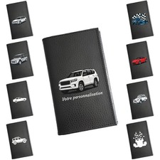 Etui Porte carte grise en cuir noir personnalisé Voiture Auto - Prenom en Option