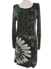 ✨ DESIGUAL Robe Pull pour Femmes Imprimé léopard Broderie Noir XL Manches ✨
