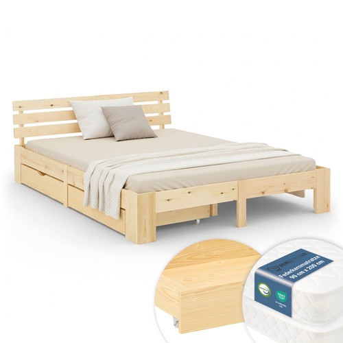 Cadre lit double 180x200 bois - lit,