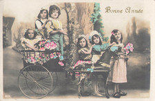 CP BONNE ANNEE CHARRETTE