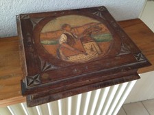  ancienne et jolie BOITE COFFRE EN BOIS sculpté avec dessin 