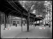 Plaque verre photo ancienne négatif noir et blanc 13x18 cm Vichy France voiture