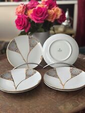 Lot de 6 assiettes 20 cm porcelaine Tagemouati de Fès, motif Kintsugi et Zellige