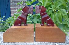 PAIRE DE SERRE LIVRES  ART DÉCO  BOIS SCULPTE CHIEN  SCOTTISH TERRIER DN2975